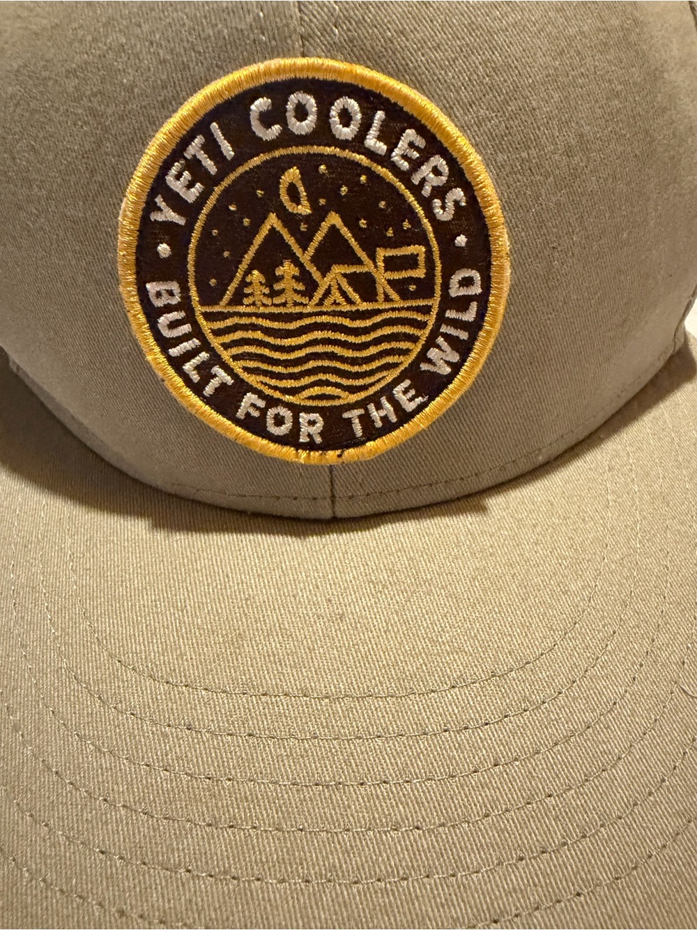 Yeti Khaki Hat with Yellow Embroidered Patch SnapBack Flat bill